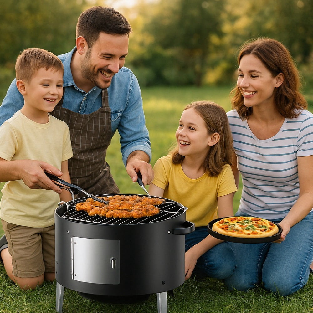 laraVist 3-in-1 Charcoal Smoker Grill with 453 sq. in. Cooking Space & Thermometer