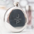 thumbnail image 2 of Weddingstar Customizable Silver Stainless Steel Round Hip Flask - Stacked Monogram Engraving, 2 of 4