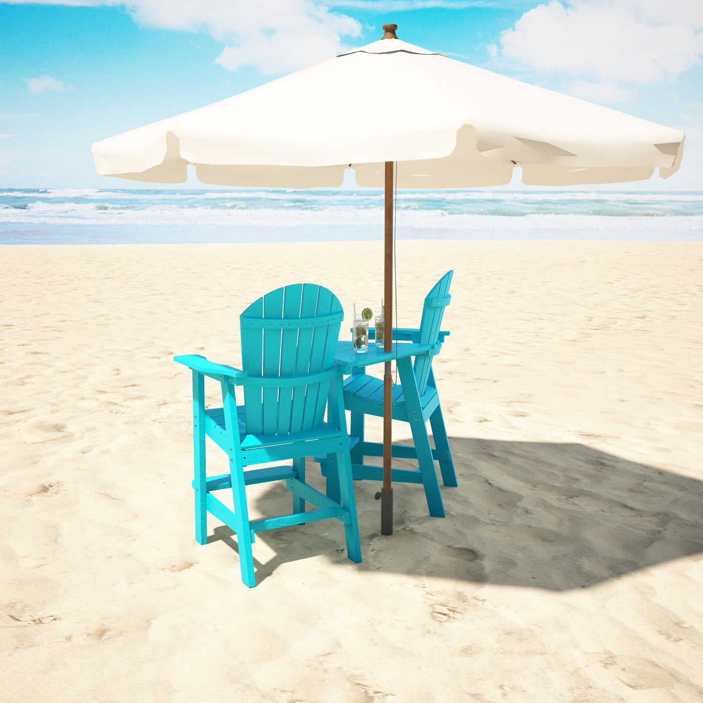 Musser Outdoor Adirondack Chair Set Of 2 Wooden Patio Chair Lounge Chair Cyan