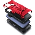 thumbnail image 3 of Coolpad SUVA Phone Case with Tempered Glass Screen Protector (Full Coverage), Nagebee Belt Clip Holster with Built-in Kickstand, Heavy Duty Shockproof Armor Rugged Case (Red), 3 of 5