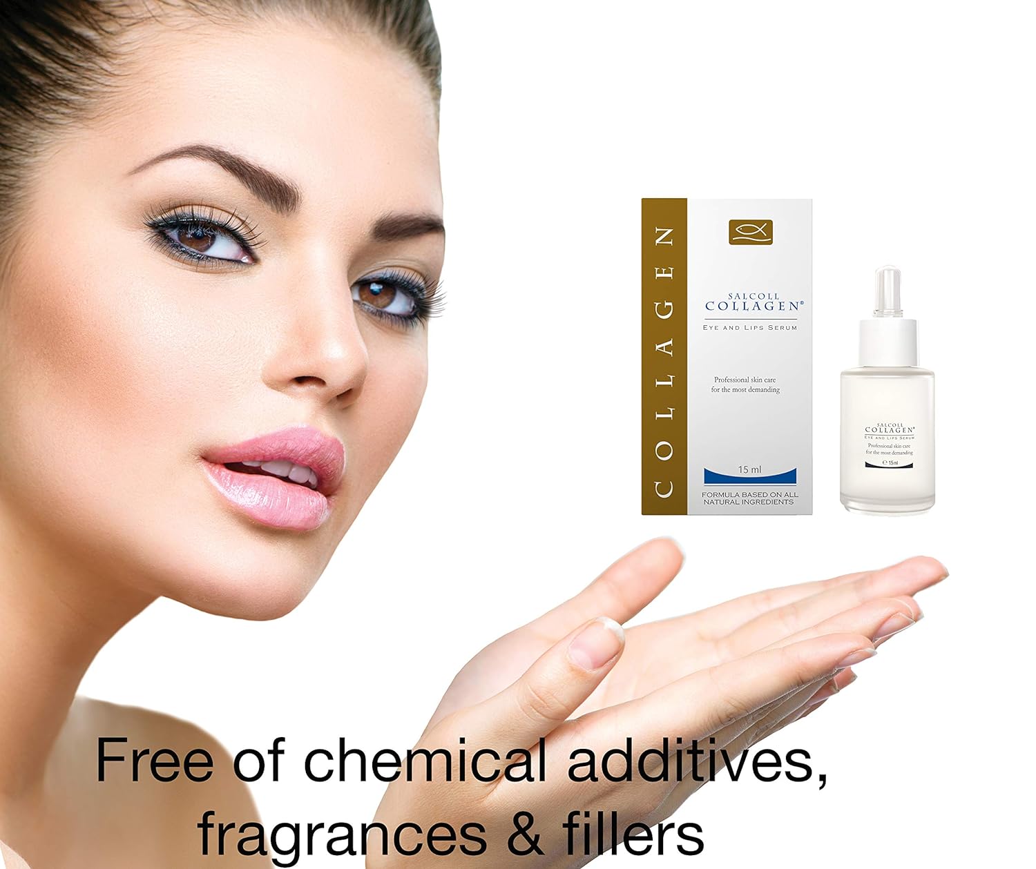 Salcoll Collagen Eye & Lips Serum, Anti-Wrinkle Serum with Marine Collagen - 15 ml, All Skin Type