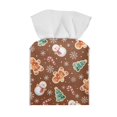 thumbnail image 2 of Psesaysky Square Tissue Box Cover, Christmas Waterproof Pu Leather Car Tissue Holder with Metal Button Brown Gingerbread Man Napkin Holder Organizer for Bathroom, Bedroom, Hotel, Office Desk, 2 of 6