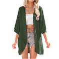thumbnail image 2 of Sevevn Cardigan Sweaters for Women Fashion Summer Women Casual Cardigan Solid 3/4 Sleeve Beach Cover Up Holiday Gift Finder Army Green XXL, 2 of 5