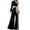 Black, variant on Aayomet OnePiece Jumpsuits For Women Women's Jumpsuits Casual Long Sleeve One Shoulder Shiny Wide Leg Jumpsuit,White M