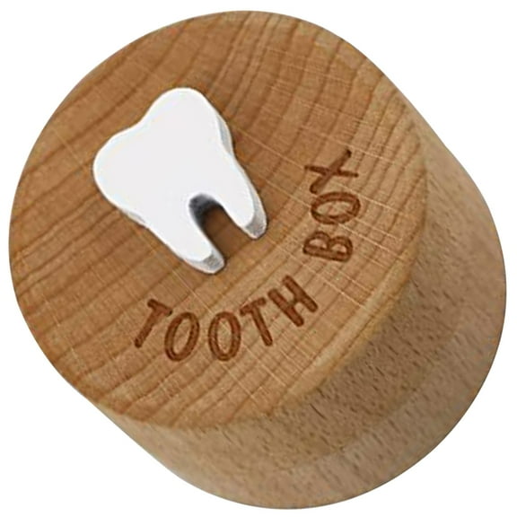 ROMANSENTIAL Light Brown Wooden Keepsake Box for Teeth Hair and Precious Memory Storage