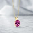 thumbnail image 4 of Gem Stone King 14K Yellow Gold Pink Created Sapphire Pendant Necklace for Women (4.50 Cttw, Gemstone September Birthstone, Oval 11X9MM, With 18 inch Chain), 4 of 4