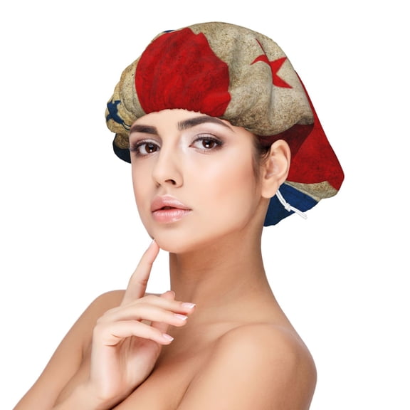 Grunge Retro Panama Flag Satin Bonnet Adjustable Hair Bonnet For Sleeping Hair Bonnets For Women Curly Natural Hair