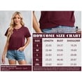 thumbnail image 3 of HOWCOME Womens Short Sleeve Tops Round Neck Cross Hem Cropped Shirts Solid Basic Tee Work Tops Burgundy, Medium, 3 of 6