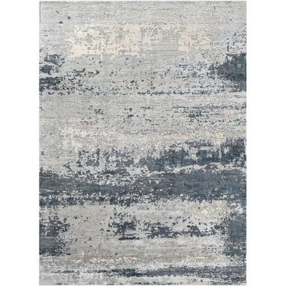 Hauteloom Razuc Living Room, Bedroom Area Rug - Abstract Distressed Faded - Contemporary Modern Transitional - Gray, Charcoal, White - 2' x 3'