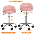 thumbnail image 5 of HomGarden 330lbs Pink Rolling Stool Adjustable Swivel Salon Stool W/Wheels & Back for Home Office, 5 of 9