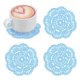 thumbnail image 1 of Juego de 4 Posavasos de Ganchillo Hechos a Mano, Manteles Individuales Redondos de Algodón de 4 Pulgadas/10cm, Manteles de Encaje Vintage [Azul Claro], 1 of 1