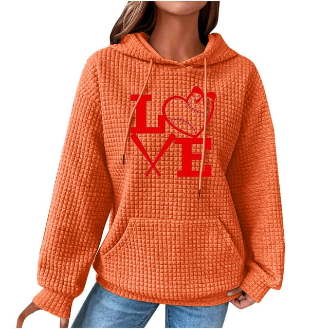 Chandails à Capuchon pour Femmes Mode Automne et Hiver Imprimé Décontracté Manches Longues Col Rond Chandails en Molleton à Capuche Blouse Ample avec Cordon de Serrage et Poche