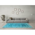 thumbnail image 3 of Ahgly Company Indoor Square Oriental Light Blue Traditional Area Rugs, 5' Square, 3 of 4