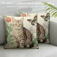 thumbnail image 3 of Jiayy  Cat Pillow Covers Butterfly Lovely Cartoon Pattern Beige Background Throw Pillowcase for Home Decor, 3 of 5