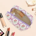 thumbnail image 5 of Unique Bargains 1 Pc Cartoon Print Bow Rose Style Drawstring Makeup Bag for Vacation Purple Polyester, 5 of 6