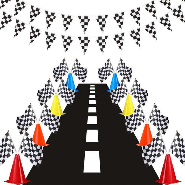 Set de conos de tráfico y banderas de carreras Skylety de Party Supplies