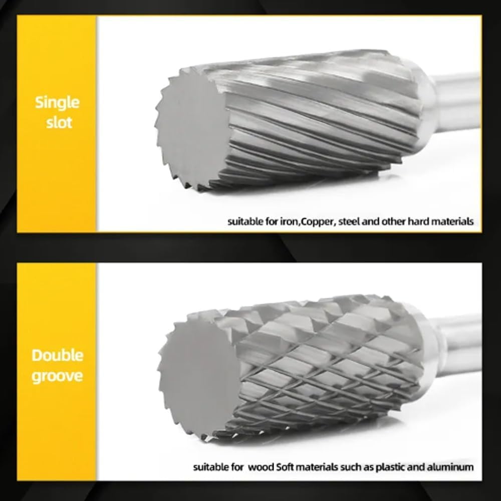 Gamvdout Carbide Die Grinder Bits, High Speed Tungsten Burr Drill Bit Cylindrical File Carving Working Tools for Plastic Wood Metal Steel Grinding Engraving Polishing