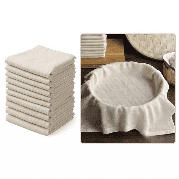 ROSEXIXI 10Pcs Reusable Cotton Steamer Cloth, 23.62x23.62 Inch, Unbleached Cotton Muslin , Multi-Purpose Kitchen Filter for Steaming Rice, Tofu and Straining Soy Milk