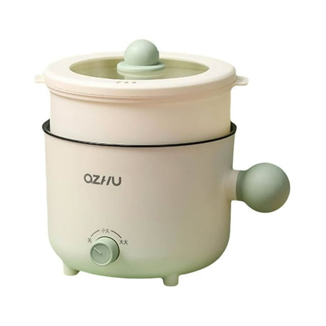 Inteprter Mini cocina eléctrica antiadherente multifuncional para hervir, enjuagar, guisar, freír, viajar, dormitorio, café, utensilios de Electrodomésticos Rejilla de vapor verde