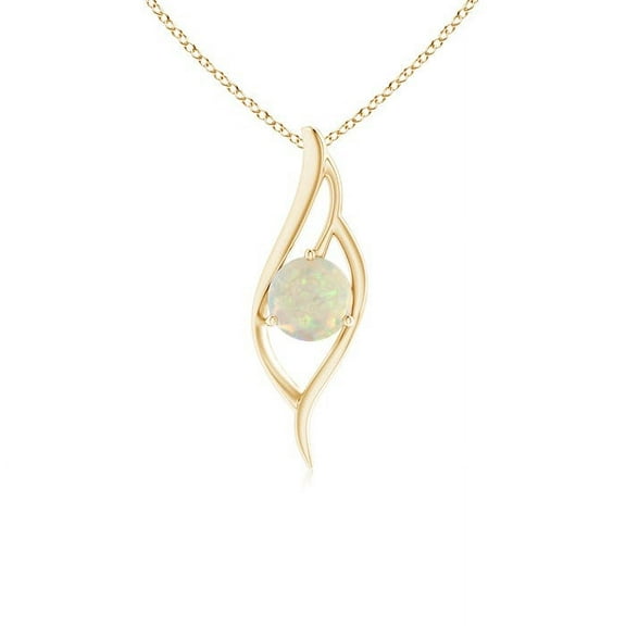 Angara Natural Opal Necklace - Round Opal Pendant Necklace in 14K Yellow Gold for Women (Size-7mm) - October Birthstone Jewelry | 14K Yellow Gold Necklace