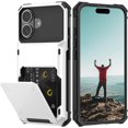 thumbnail image 1 of KOMI Compatible with iPhone 16 Pro Max Case with Card Holder[Store 5 Cards] Dual Layer Heavy Duty Shockproof Wallet Case with Hidden Card Slot Large Storage Cover for Men&Women 6.9'' White, 1 of 5