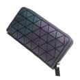 thumbnail image 1 of Cartera larga luminosa con celosía geométrica de romboides para mujer, monedero único con cremallera, tarjetero seitruly BB6696-05, 1 of 7