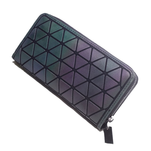 Cartera larga luminosa con celosía geométrica de romboides para mujer, monedero único con cremallera, tarjetero seitruly BB6696-05