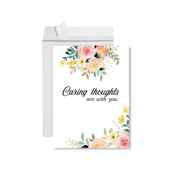Koyal Wholesale Jumbo Sympathy Card with Envelope, Caring Thoughts Are With You, 8.5" x 11", 1-Pk