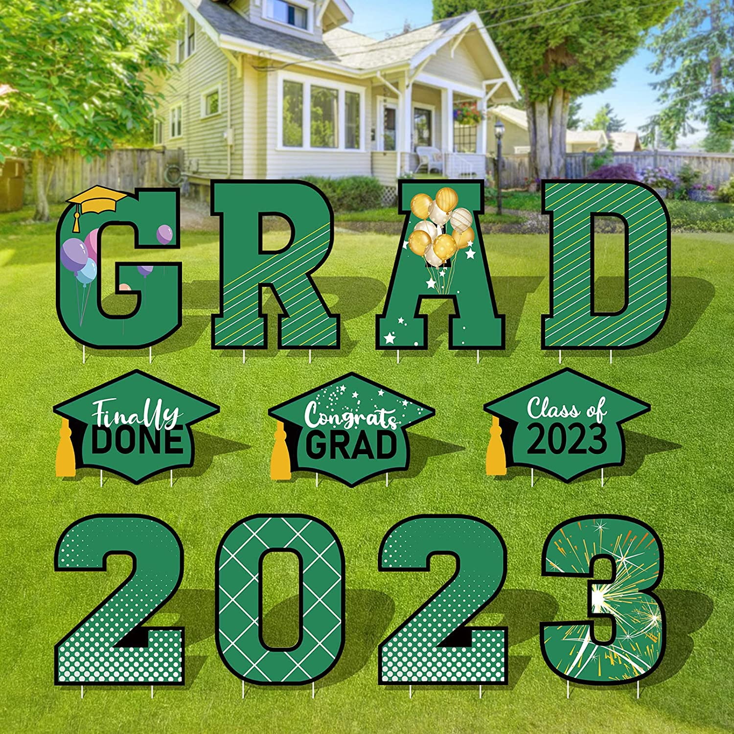 Class of 2023 Graduation Yard Signs with 11 Congratulatory Signs, 3