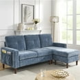 thumbnail image 2 of Aukfa 80" Sectional Sofa for Living Room, 3 Seater Couch with Reversible Ottoman, Chenille, Navy Blue, 2 of 10