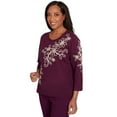 thumbnail image 3 of Alfred Dunner Womens Petite Diagonal Floral Embroidered Sweater, 3 of 4