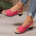 thumbnail image 2 of Women's Chunky Block Low Heels Ankle Strap Slingback Open Toe Summer Sandals Red 9(42), 2 of 9