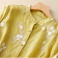 thumbnail image 5 of Womens Shirts Retro Embroidered Patchwork Elegant Spring Summer T Shirts for Women Yellow M, 5 of 7
