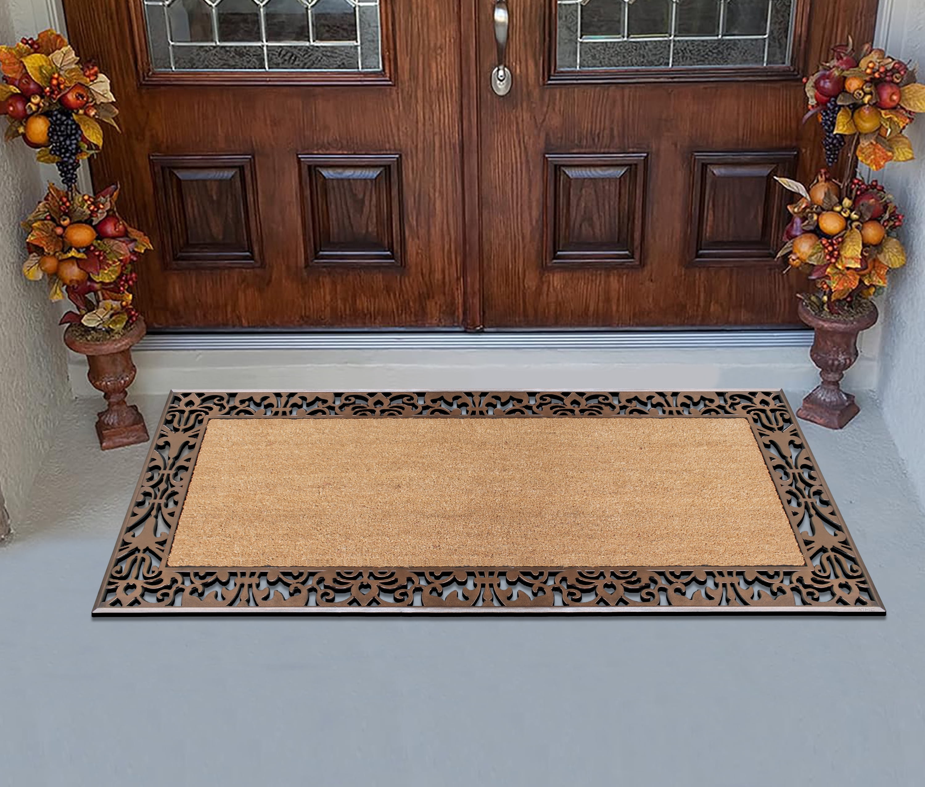 A1HC First Impression Rubber and Coir Door Mat, 30" X 60", Bronze/Beige, Heavy Duty, Extra Large Size Doormat Outdoor Entrance
