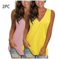 thumbnail image 2 of FAVIPT Plus Size Workout Tanks for Women Two Piece Plain V Neck Tank Tops Sleeveless Comfy Loose Shirts Casual Trendy Summer 2025 Camisole Yellow,M, 2 of 5