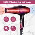 thumbnail image 4 of Professional Hair Dryer Ionic Blow Dryer 3500 Watt Salon Hair Dryers Ceramic Tourmaline Quick Dry Blow Dryer with AC Concentrator Diffuser Attachments, 4 of 5