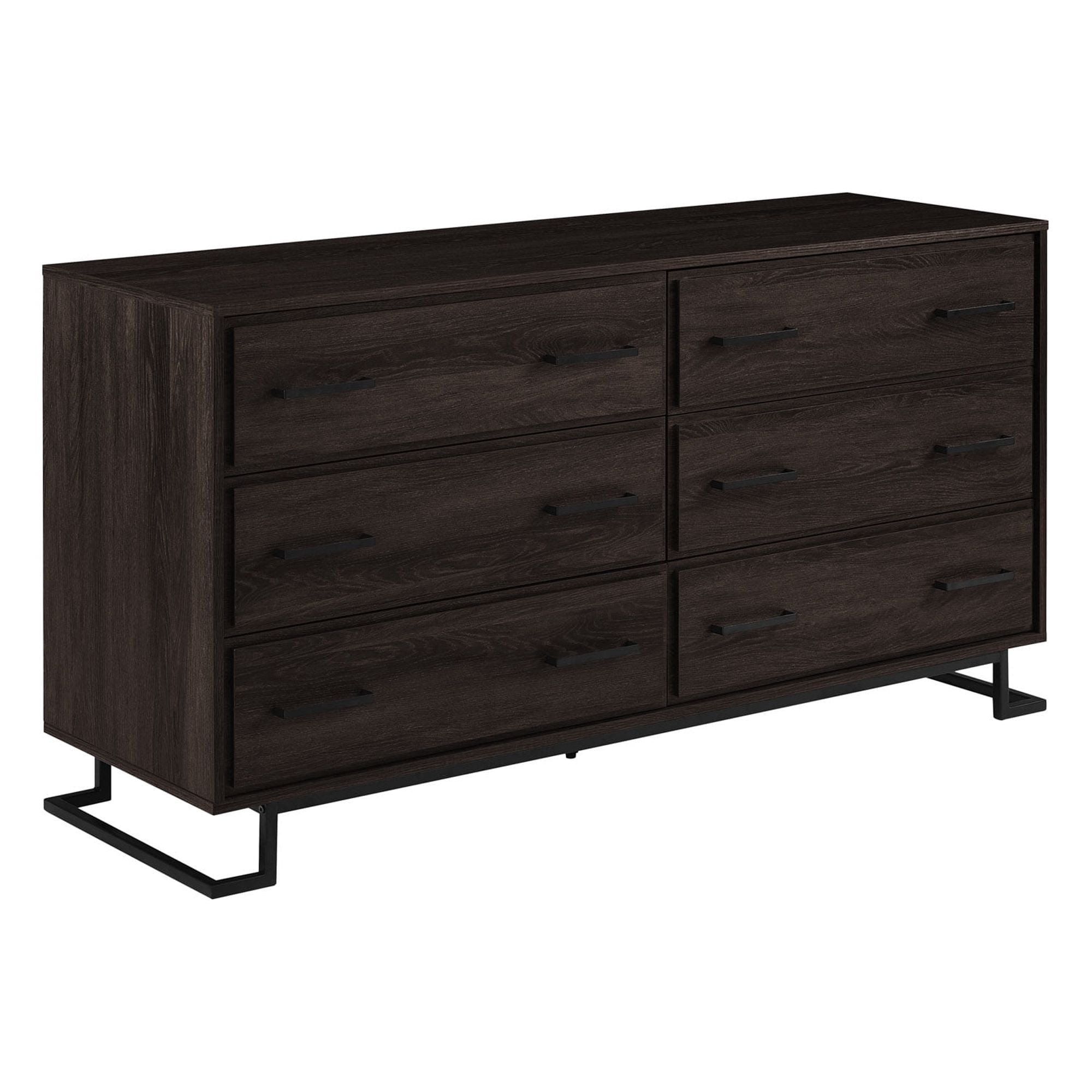 Walker Edison Contemporary Angle-Leg 6-Drawer Dresser, Charcoal