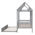 thumbnail image 4 of Harper & Bright Designs House Bed with Trundle Twin House Bed for, Wooden Platform Bed Frame with Headboard and Roof for Girls Boys, Gray, 4 of 12