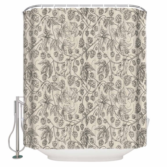 Vintage Flowers Bathroom Shower Curtains with 12 Hooks Polyester Waterproof Shower Curtain for Stalls and Bathtubs Branch Plants Beige Botanical Rustic Decorative Bathroom Curtain 72x84 Inches