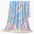 thumbnail image 2 of Baby Stingray with Jellyfish and Seahorse, Dreamy Whimsical Style for Ocean Lovers, Pastel Reef Scene and Baby Shower Gift, Cozy Flannel Blanket for Nursery and Bedroom, Home Decor, 2 of 9