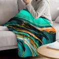 thumbnail image 3 of Dark Green Orange Marble Blanket Soft Cozy Warm Throw Blanket for Couch, Plush Fuzzy Flannel Fleece Blankets for Sofa, Modern Abstract Art Marbles Bed Blankets Lightweight Gifts for Women, 32"x48", 3 of 9