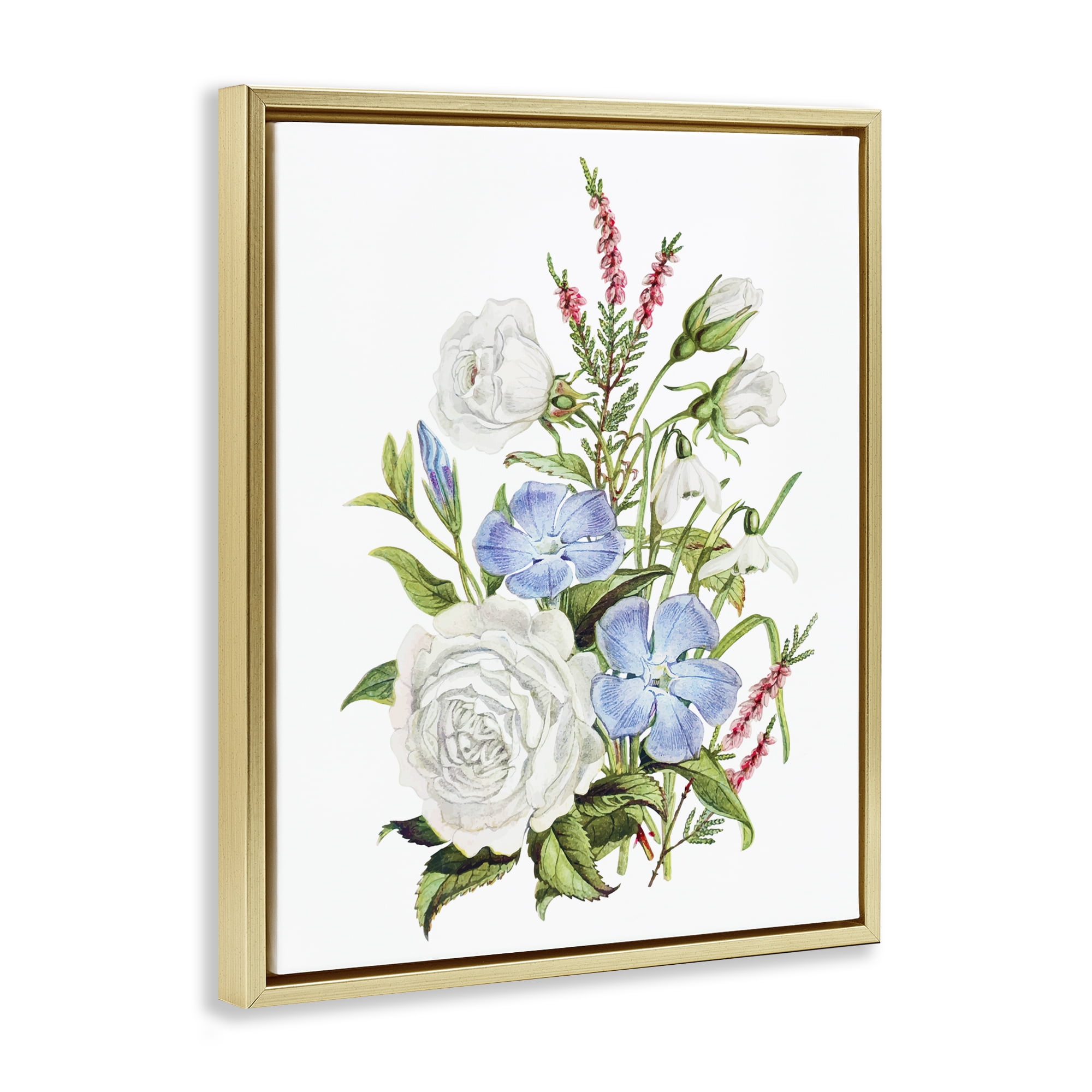 Bountiful Floral Bouquet Gold Framed Floater Canvas Wall Art, design by Lettered and Lined