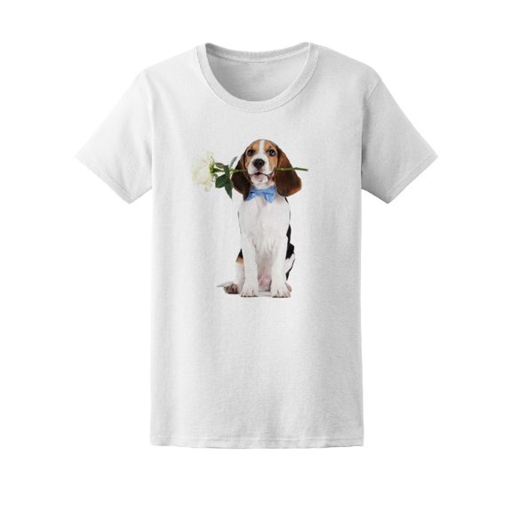 Beagle Puppy With Flower Tee Women's -Image by Shutterstock