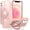 Pink, variant on MYKOMI Magnetic Compatible with iPhone 12/12 Pro Case with Stand [Military Grade Drop Tested][Compatible with Magnet] Ring Translucent Slim Hard Back Soft Edge