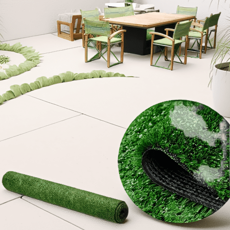 3ft x 32ft Artificial Grass Turf with Drainage Holes, 0.6in Low Pile Rubber-Backed Lawn Mat for Indoor Outdoor Patio Balcony Yard Pet Use