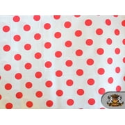 Polycotton Printed POLKA DOTS RED WHITE BACKGROUND Fabric / 60" Wide / Sold by the Yard