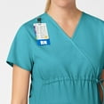 thumbnail image 5 of Wink WonderWORK Maternity Mock Wrap Scrub Top, Teal Blue, XS Regular, 5 of 5