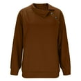 thumbnail image 6 of UTSJKR Womens Fashion Lapel Sweatshirts Side Button Collar Trendy Sweatshirt Casual Solid Color Loose Fit Athletic Shirts Brown S, 6 of 7