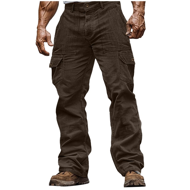 DPTALR Men's Cargo Pants, Soft Cotton with Deep Pockets and Belt