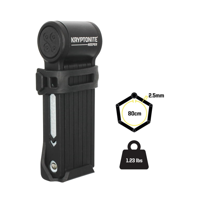 Kryptonite Keeper Mini Folding Lock, Hardened Steel Bars, Compact